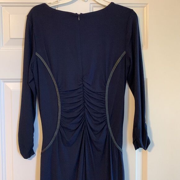 Cache’ Size Large Navy blue dress with black faux leather trim - Picture 5 of 13
